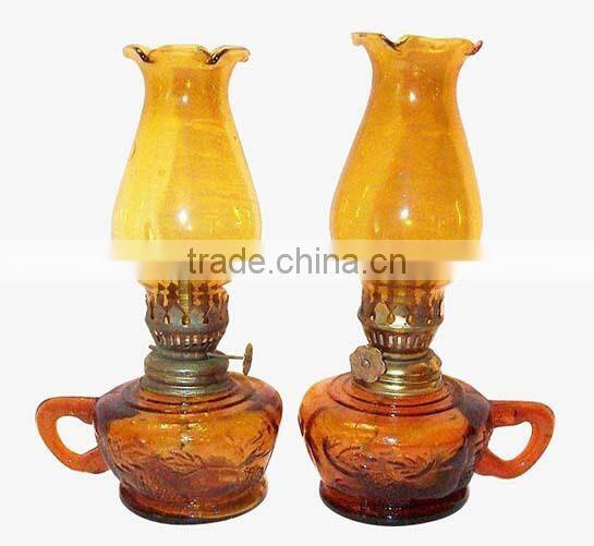 Amber Glass Hurricane Lamp,Oil Lamp Chimney