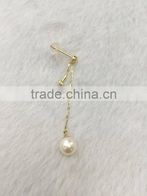 7-7.5mm white akoya pearl earrings with 14k gold stud