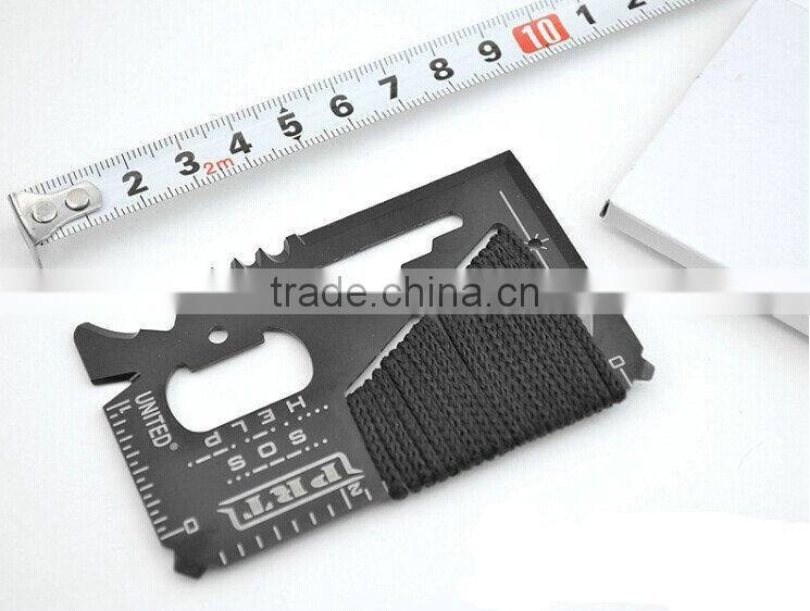 Useful 14 in 1 Multi function Survival Tools Card with rope