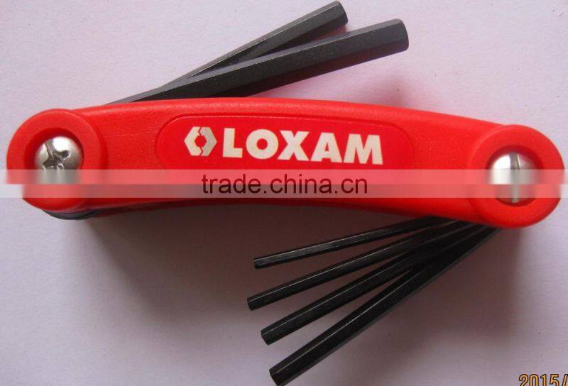 Carbon steel Plastic handle folding 8pcs hex key socket wrench set