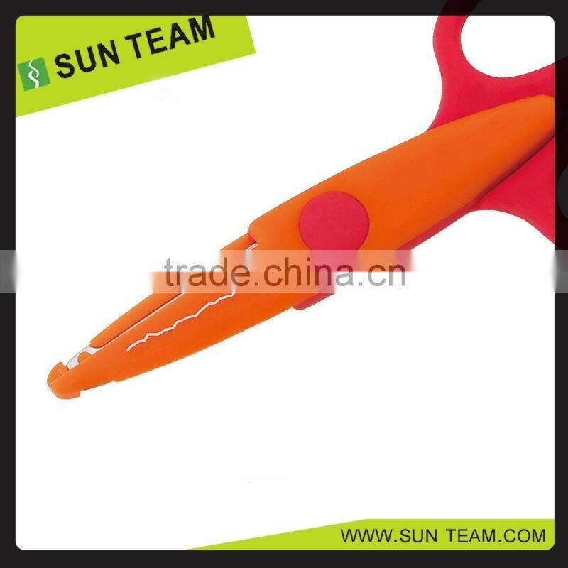 soft rubber handle zig zag scissors student craft scissors