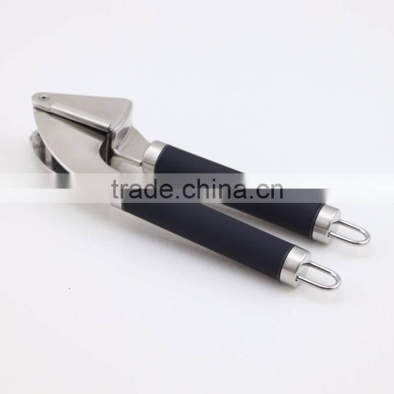 Hot Sale Rubber Handle Stainless Steel Garlic Press with Garlic Peeler