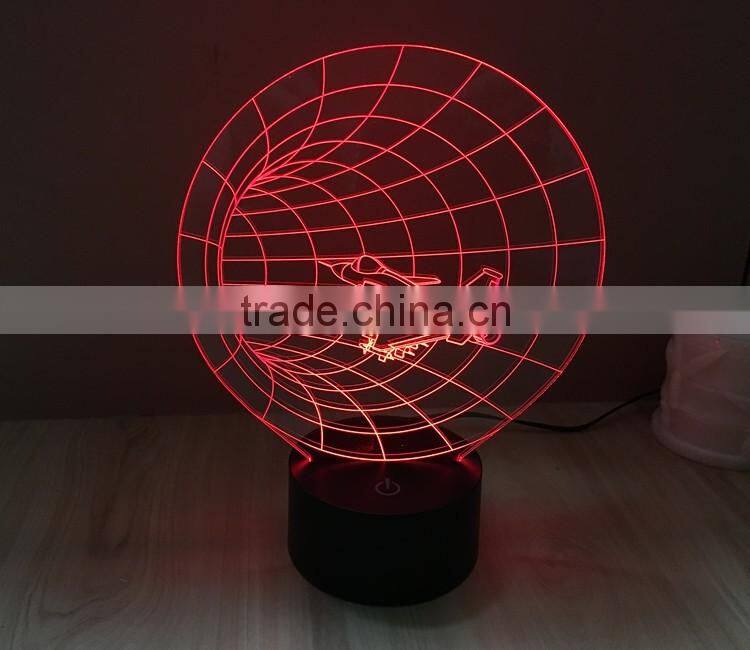 2016 creative colorful touch panel round base colorful USB 3D acrylic lamp led night light for Christmas
