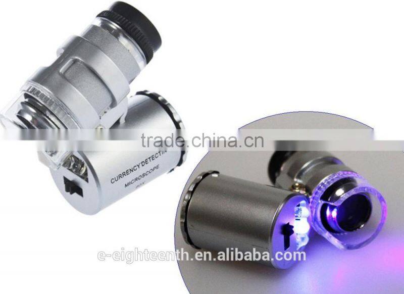 new MG9882 60X MiniLED+UV Lamp Hot Sell Loupe Pocket Microscope Jewelry Magnifier