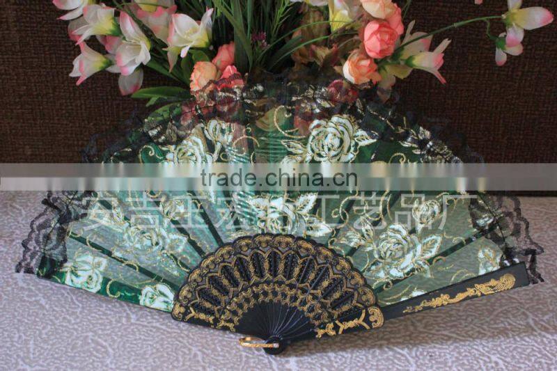 Beautiful and colorful plastic lace fan
