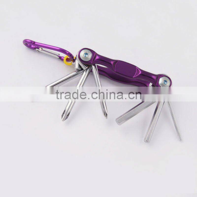 2014 new Stock pocket mini multi aluminium oxide promotion bike keychain tools 603-6