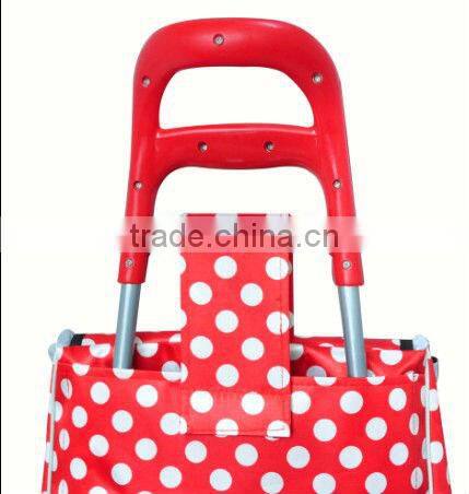 shopping trolley with detachable trolley and Dot Satin bag ,strong metal shelf trolley