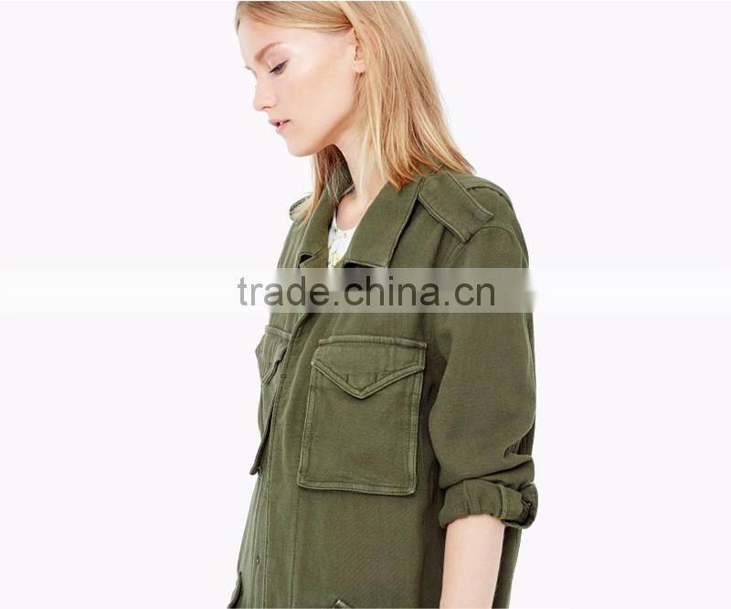 womens m65 military style jacket with multi pockets