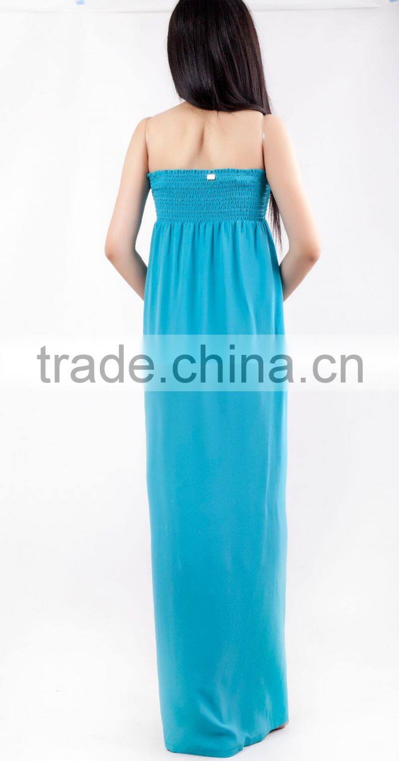 strapless long maxi light blue dresses for wholesale