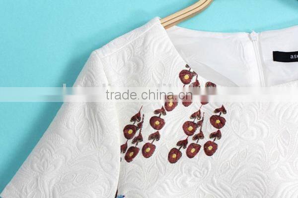 HD-D121 elegant women embossed fashion OL dress/casual ladies dress