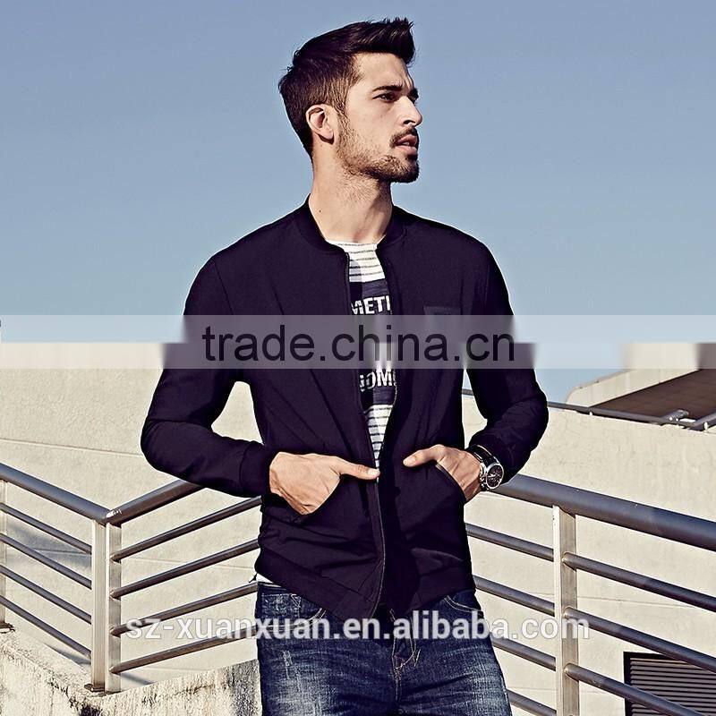 Wholesale casual jacket black slim ployester jacket for men