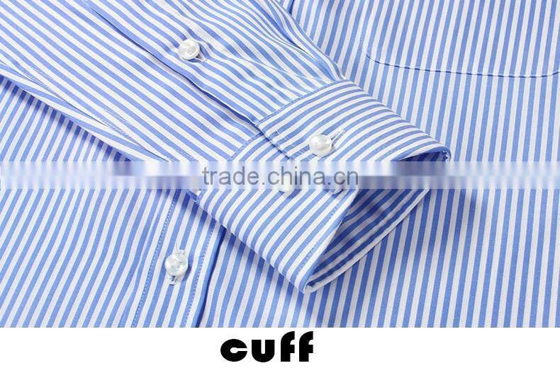 SZXX Hot Sale Manufacturer Blue Stripe Wrinkle Free Mens Shirts