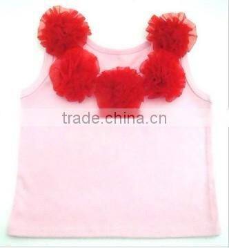 Lovely vest child tank top with rosette in factory direct sale