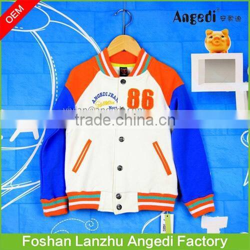 children's winter apparel Boy's fashion stylish baseball overcoat jacket v-neck casual sweatshirt with patch applique work