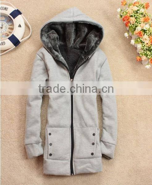 Fashion Women's Hoodie Coat Zipper Winter Autumn Thick Outerwear Lady Hoddy Jacket Clothes with Cap Hat