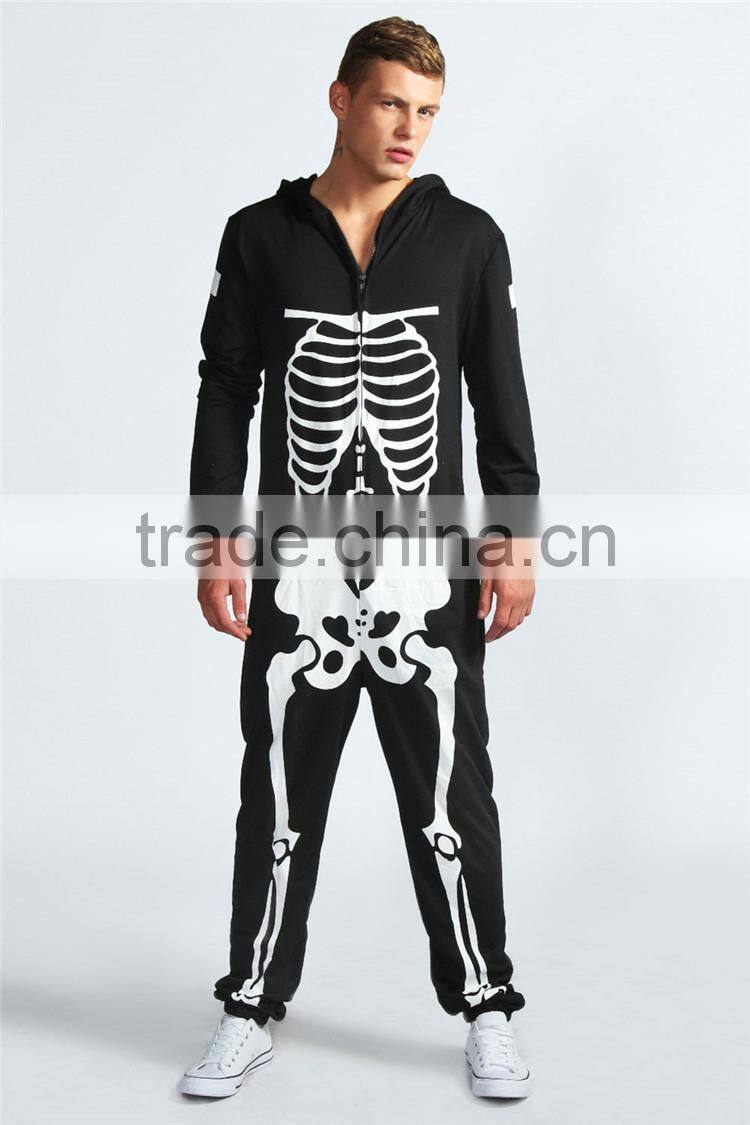 PA0004A adult footless pajamas adult onesie with skeleton printing