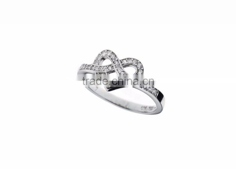 Latest Silver Plated CZ Studded Heart Ring