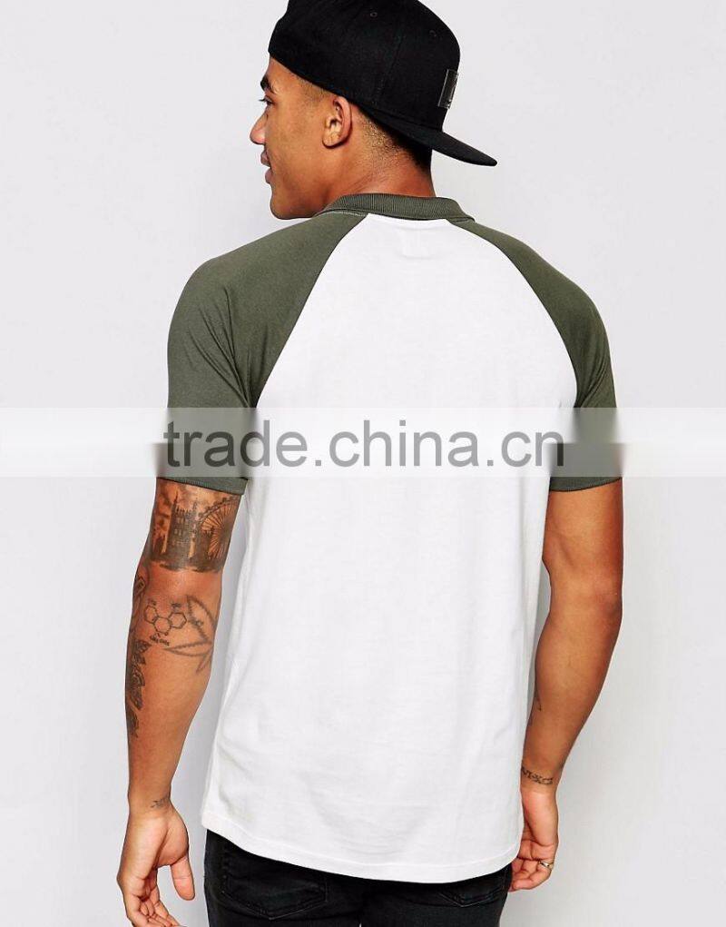 New Design Cheap Price Casual Summer Plain 180g 100% Cotton Short Sleeve Contrast Color Sleeve Mens POLO T-Shirt