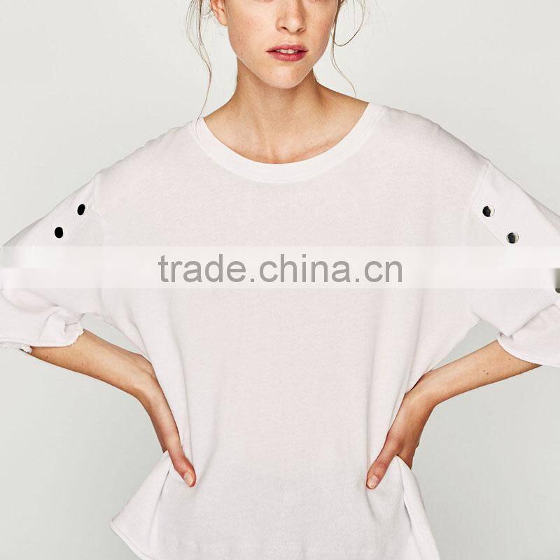 Wholesale Women Custom Top Casual Woman Hollow Buckle T-Shirt China Supplier