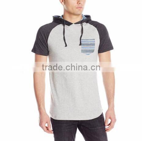 hot-selling custom spandex/cotton two color men's short sleeve hoodie