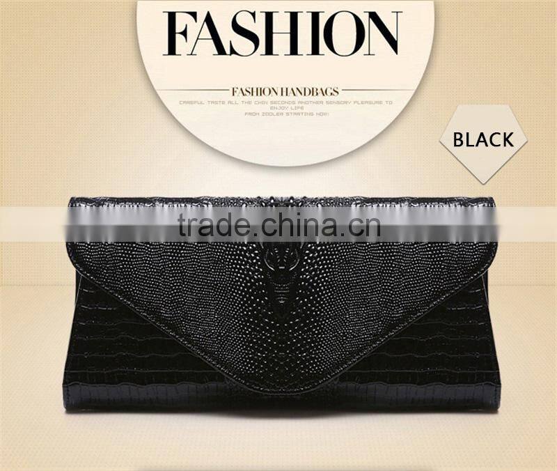 Women Clutch Bags Vintage Leather Crocodile Pattern Envelope Shoulder Ladies Small Messenger Bag