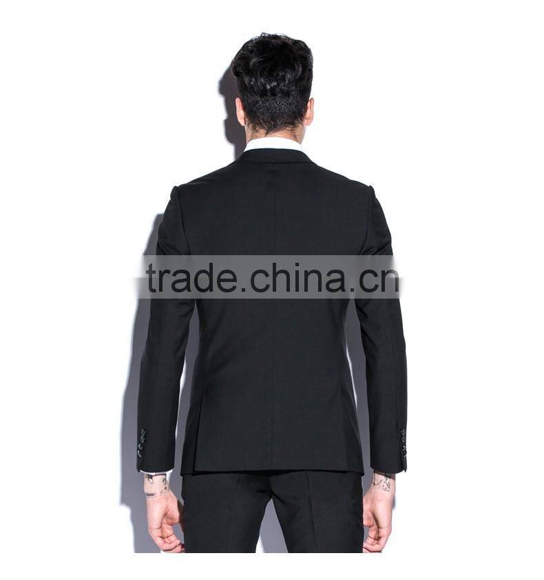 Juqian OEM Wholesale Slim Fit Classic Design Trendy Man Business Suits Black