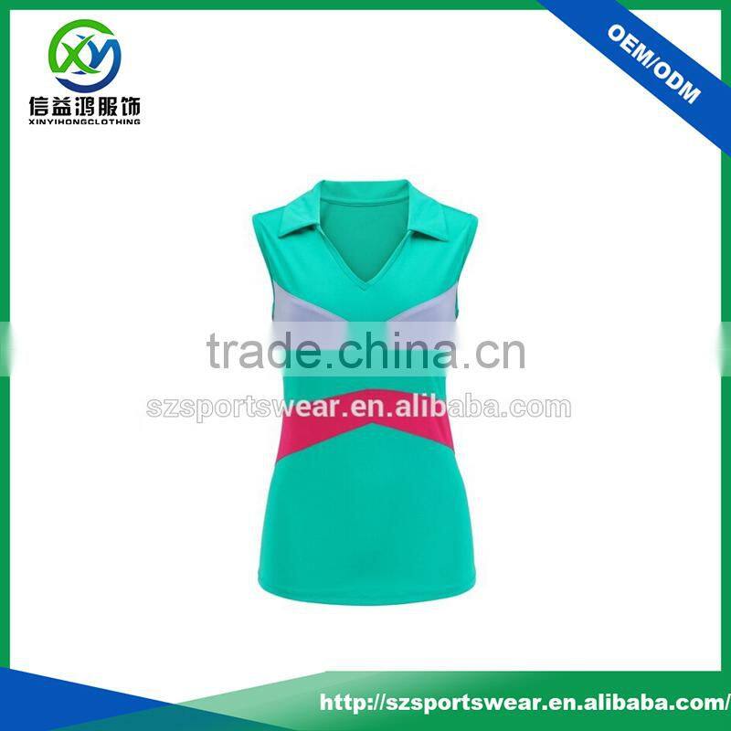 100% Polyester Deep V-Collar Super Breathable Ladies Oversized polo T Shirt