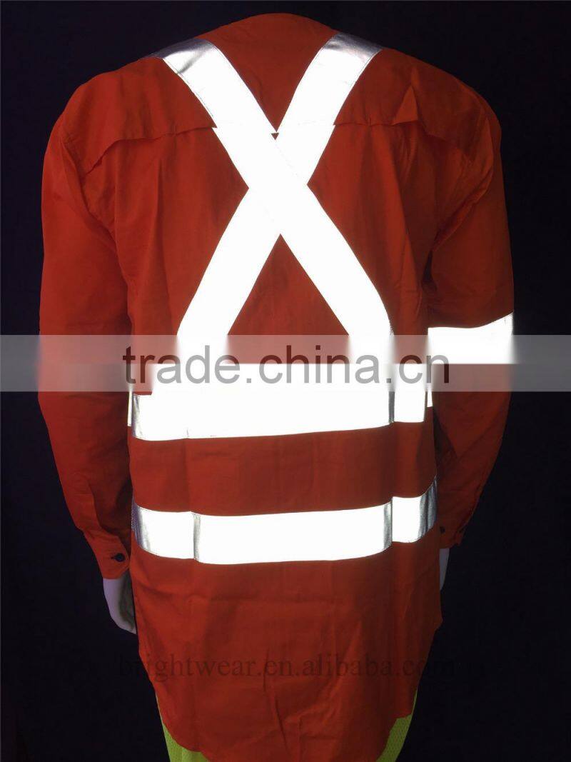 Hi vis long sleeve safety shirt with reflective tape for Australia