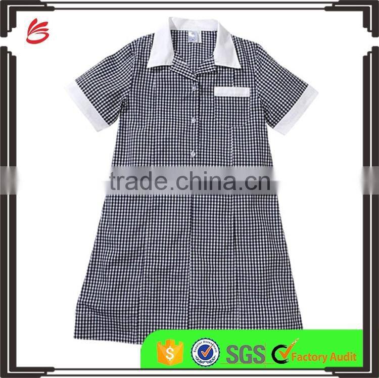 2017 custom made fashion design children Girls school uniforms dress with pictures