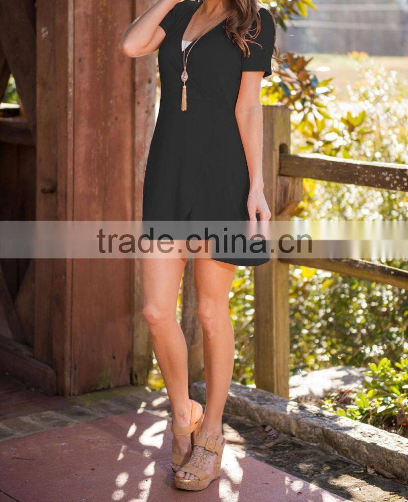 Fashion clothing manufacturers short sleeve casual loose women dresses 2017