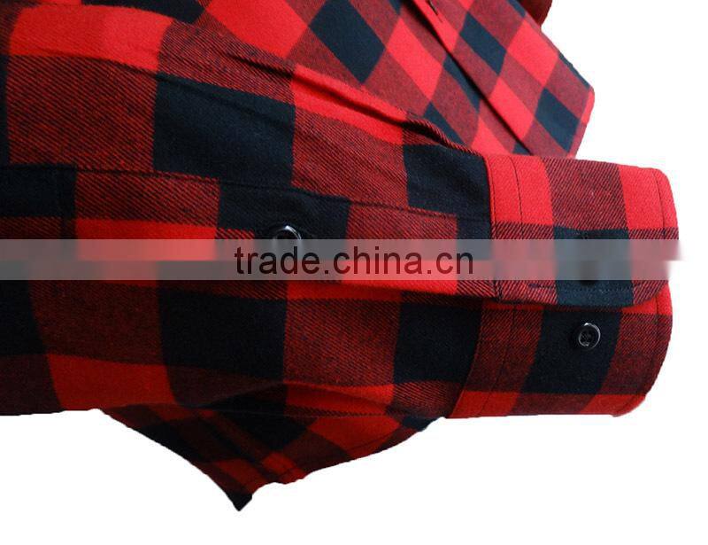 2017 latest fashion big check flannel shirt for men