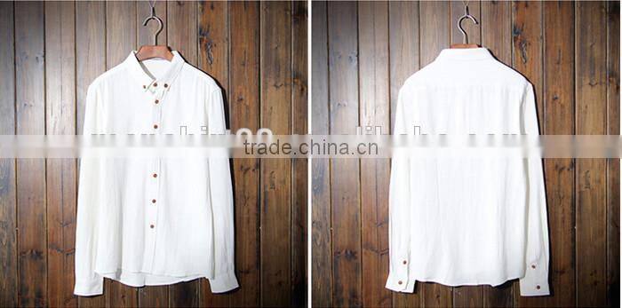 2016 Vintage Style solid color men classic fit linen top, linen shirt, casual shirt