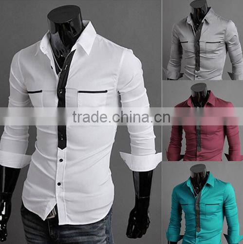 Competitive price customise 2016 new pattern long sleeve slim fit shirt for men