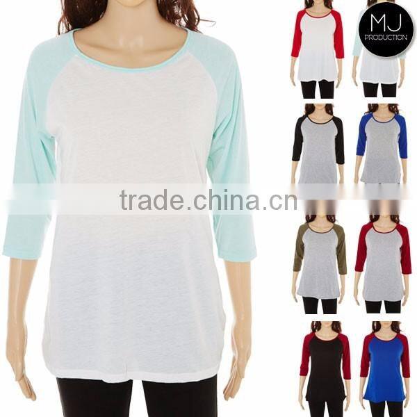 FACTORY wholesale colorful 3/4 sleeve raglan