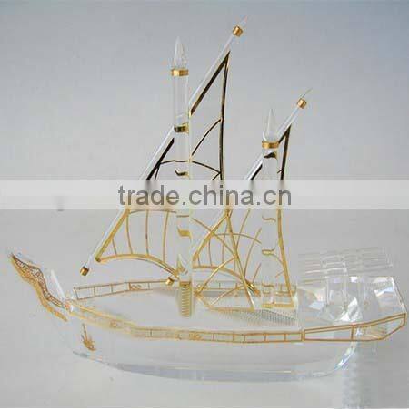 Noble Customized Made Islamic Ramadan Gift Crystal Arab Dhow With Logo