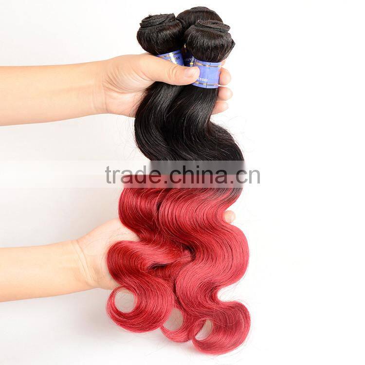 Ombre Hair1b/burgandy Body Wave Brazilian Hair Weaves