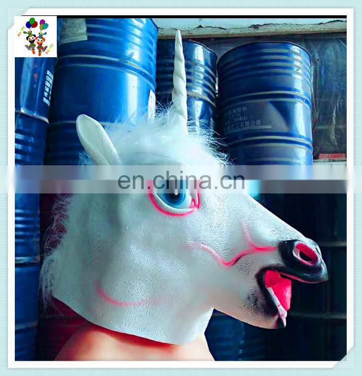 Halloween Party Costume Creepy Unicorn Full Head Latex Animal Masks HPC-0480