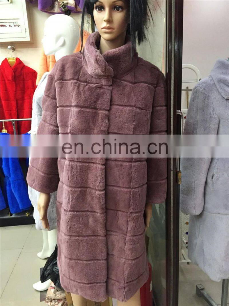 New Fashioned Rex Rabbit Fur Coat Whole Rabbit Fur Skin Women Clothes