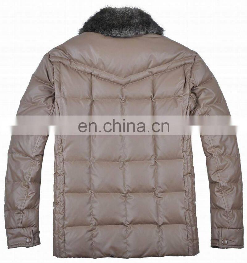 Latest New Mens Winter Fur Collar Thick Padded Down Jacket Leather
