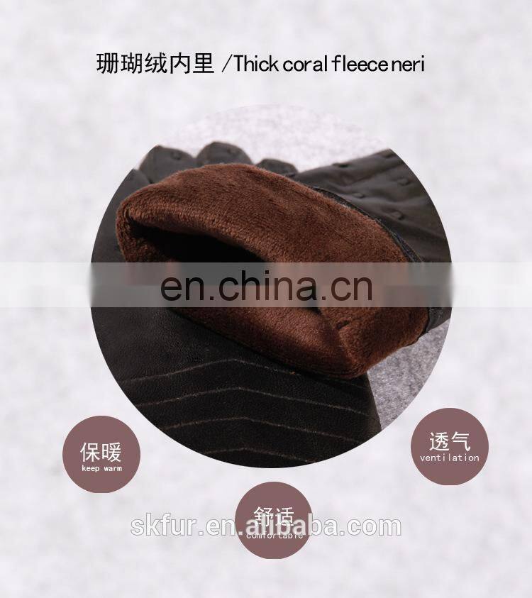 China factory wholesale winter warm real sheepskin soft leather work glove for lady