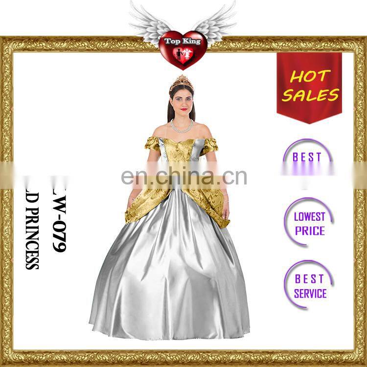 Hot Design Carnival Adult Fancy Princess Dress Halloween Gold Princess Costumes for Lady