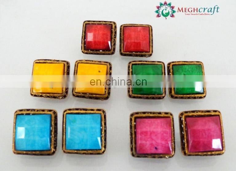 Green Horn bracelet on brass Wholesale Bangle set-Fashion Bracelet set-Bollywood fashion golden color imitation kada bracelets