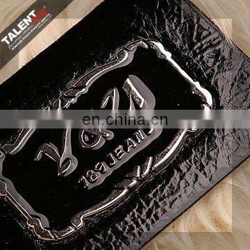 custom die-casting metal brand logo back leather label patch for jeans