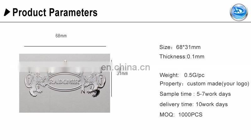 Customized Metal Electroform Silver/ Gold/ Rose Gold Color Metal Nickel sticker
