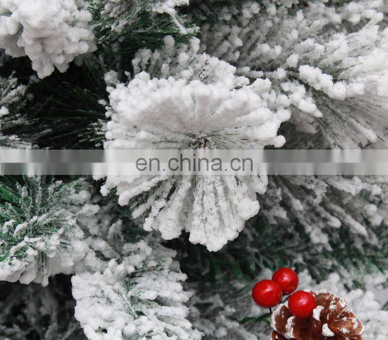 Snow Flocked White Christmas Tree with Red Pinecone xmas Tree Fake Christmas Tree