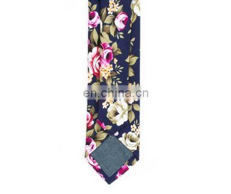 100% cotton printed navy bouquet tie