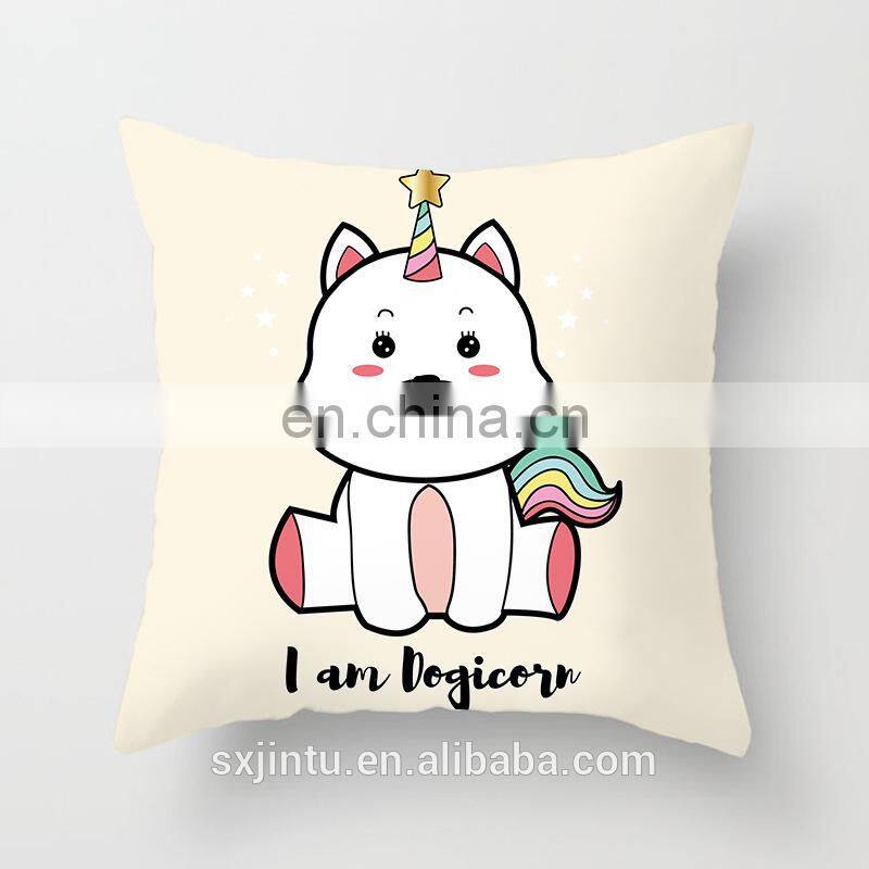 Custom cute Printed pillow Cartoon Animal Linen/Cottton Linen Pillow cover