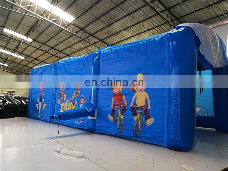PVC kids outdoor bike theme sport game tunnel tent inflatable for events