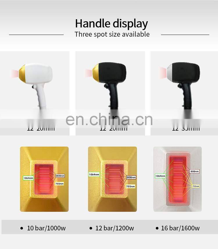 16bar 1600w big spot size 12*35 super 808nm Diode Laser Permanent Hair Removal Machine