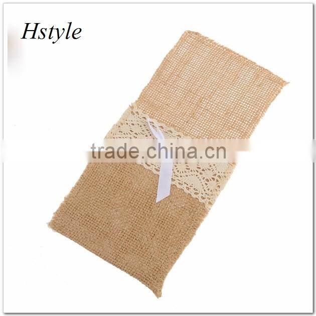 NATURAL Jute Cutlery bag With Lace Table Decoration for Wedding SPT128